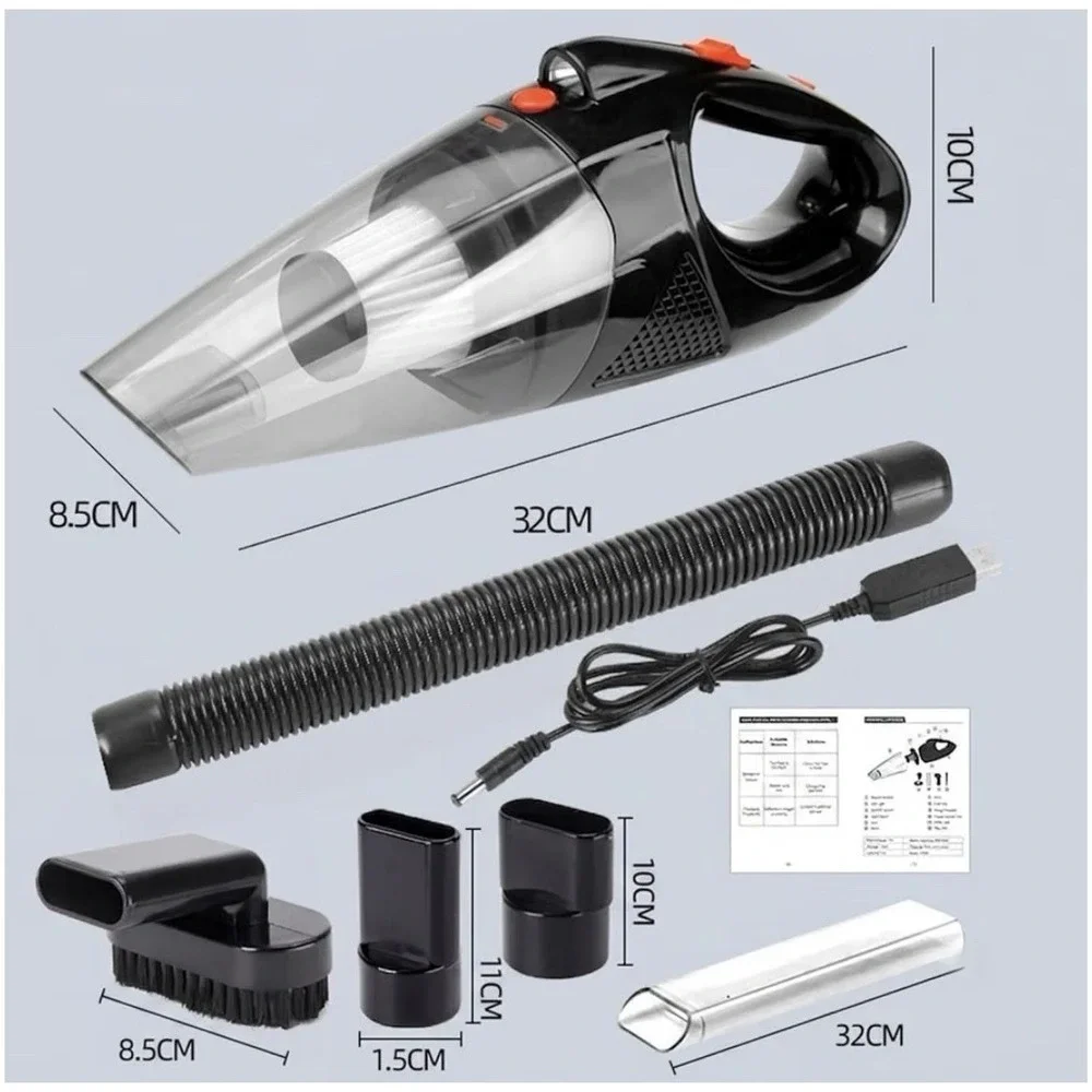 Handheld Cordless Wet Dry Vacuum Portable High Suction Home Car 3 Extra Filters